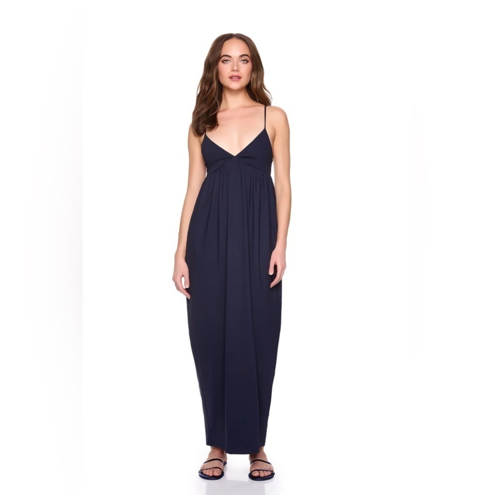 Susana Monaco NWT String Pleated Dress With Pockets in Midnight (Blue) (A11)